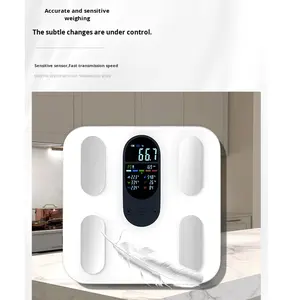 Balance de salle de bain numérique personnelle de conception originale <span class=keywords><strong>grand</strong></span> écran LED moniteur de fréquence cardiaque BMI de graisse corporelle de haute précision OEM/ODM - Product Image 5