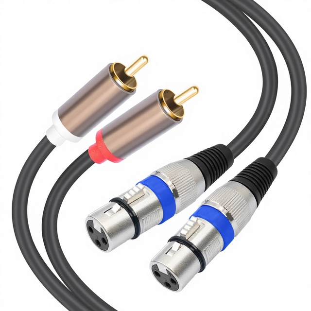 Gold-plated Metal Housing Tinned Copper Conductor 2RCA Male to 2XLR Female Dual RCA Dual XLR Female Mixer Audio Cable 15 Meters