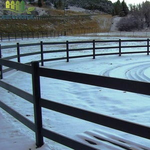 6ftX8ft Noir 3 Rail PVC Cheval Clôture Vinyle Plastique Cheval Clôture pour Ferme et <span class=keywords><strong>Ranch</strong></span> - Product Image 2