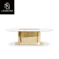 Table à manger moderne de luxe italienne, ensemble de table à manger en marbre pour 8 personnes, table à manger rectangulaire sur mesure fabriquée en usine