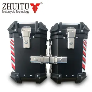 Chasing Factory 38L Aluminium Motorcycle Panniers Side Boxes Black Motorcycle Aluminum Side Box Rally Motorcycle Side Box