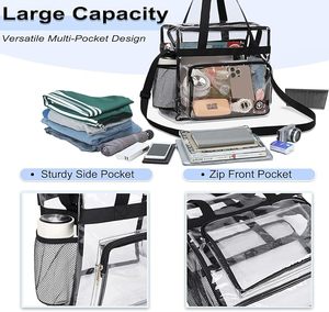 Sac de toilette transparent en PVC grande capacité, imperméable, portable, pour voyage, à bandoulière, haute visibilité - Product Image 3