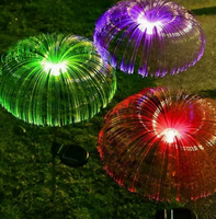 Lampe solaire à fibre optique en forme de méduse à changement de couleur pour l'extérieur, pelouse, cour, éclairage paysager de Noël