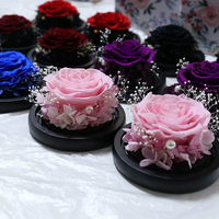 Décor à la maison Roses préservées Longlasting Flower Top Heart Shapei In Glass Dome Wedding Favors Gift Sets