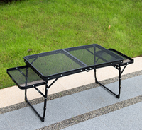 Hangrui Leichter, höhenverstellbarer, moderner Metall-Mesh-Tisch für den Außenbereich, klappbar, für Essbereiche, Eingangsbereiche, Villen, Camping, Angeln, Hotels