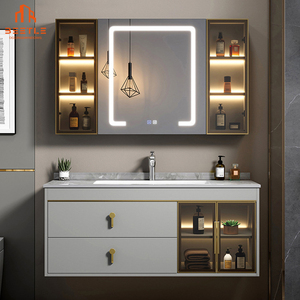 ชุดโต๊ะเครื่องแป้งในห้องน้ำอลูมิเนียมกันน้ำพร้อมอ่างล้างหน้าเซรามิก-100% กันสนิมน้ำหนักเบาแต่แข็งแรงดีไซน์ทันสมัย - Product Image 4