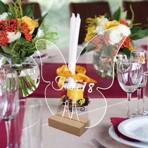 Butterfly Shaped Centerpiece Decorations Clear Sign <b>Cards</b> Holders Acrylic Wedding <b>Table</b> Number - Product Image 6