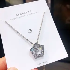 Full Diamond Women's Star Necklace 2023 Exquisite And Small Moon Necklace Elegance Clavicle Chain Cross Border Supply
