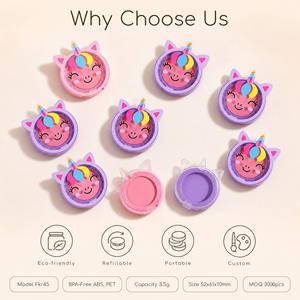 ISMAN 3.5g Pot vide pour blush, motif <span class=keywords><strong>licorne</strong></span> mignon, étui cosmétique individuel avec couvercle transparent, en silicone, rechargeable, pour <span class=keywords><strong>baume</strong></span> à lèvres, emballage ABS - Product Image 3