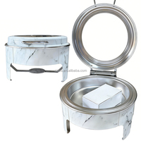Réchaud à nourriture électrique en acier inoxydable à motif marbré Airuisi 6L 9L, réchaud de service de luxe pour hôtel et restaurant, ensemble de buffet