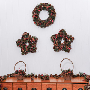 Southpeak Handmade Eco-Friendly Artificial Christmas Wreath with Pine Cones and Candle Holder <b>Rustic</b> Style for Holiday Decor - Product Image 1