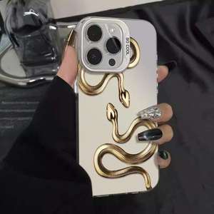 La más nueva funda de teléfono móvil Golden Snake Black IMD para iPhone 16 Pro Max 15 Plus 17 Air 14 Pro 13 Mini 12 11 Pro - Product Image 2