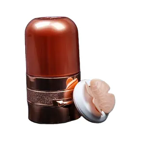 定制化妆塑料包装材料圆柱形液体粉底空瓶压型粉盒蝴蝶粉扑
