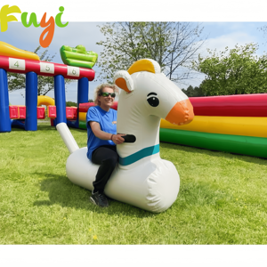 Saut Derby gonflable équitation course jouets à vendre Hopper animaux licorne course avec couverture enfants - Product Image 3
