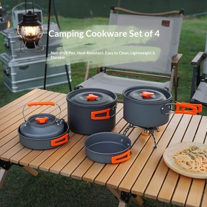 Juego Completo de Utensilios de Cocina Plegables Portátiles de Aleación de Aluminio para Exteriores con Ollas de 1.1L y 1.6L y Hervidor para Acampar - Product Image 4