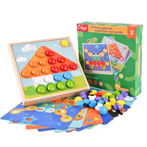 Montessori — connecteurs, puzzle 3D, <span class=keywords><strong>patchwork</strong></span> de champignons ongles, <span class=keywords><strong>jeu</strong></span> de société, blocs de construction en bois pour enfants, fournitures, pièces - Product Image 1