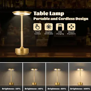 3 Color <strong>Table</strong> <strong>Lamp</strong> Restaurant Black Silver <strong>Touch</strong> Rechargeable Led Gold Usb <strong>Lamp</strong> Dimmable Portable Bedside Creative For Bar - Product Image 5