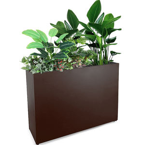 Grande jardinière <span class=keywords><strong>rectangulaire</strong></span> en métal Grand pot de fleurs en acier galvanisé brun Long pour décoration intérieure et extérieure pour <span class=keywords><strong>jardin</strong></span>, maison et bureau - Product Image 1