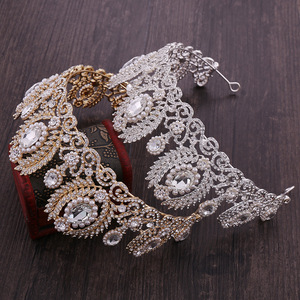 Accessori per Capelli in Stile Persiano <span class=keywords><strong>Arabo</strong></span>, Corona Barocca con Strass Colorati, <span class=keywords><strong>Copricapo</strong></span> da Sposa con Strass Bianchi - Product Image 3
