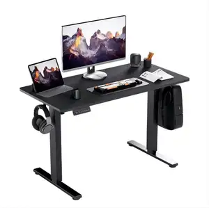  Escritorio de ordenador, mesa de ordenador con mesa de estudio  estándar para ordenador portátil con bandeja de teclado extraíble para  decoración de pie para estudiantes, estante de mesa, color negro 