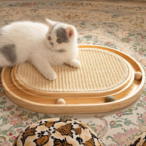 Bambu Palm interaktif ahşap kedi tırmalamak kurulu oyuncak topu parça kapalı kedi ağaçları & Scratcher - Product Image 1