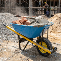 Brouette industrielle ultra-résistante 180 kg, plateau en acier 100 L, chariot de chantier, capacité de charge 400 lbs, OEM, antirouille
