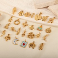 Breloques DIY pour la fabrication de bijoux, en acier inoxydable plaqué or 18 carats PVD, étanches, motifs Voyage, Fêtes, Appareil photo, Hibou, Abeille, Oiseau, Lune, Amour