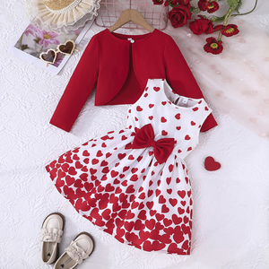 Autumn 4-7 Years Old Girls Clothing Sets Fashion Luxury Long Sleeved Jacket + Floral Print <strong>Dress</strong> Soft Shell Breathable <strong>Teenager</strong> - Product Image 1