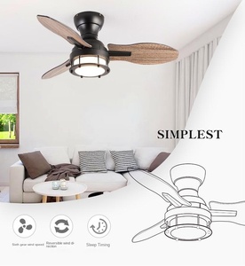 Pequeño ventilador de techo con luz y control remoto Negro Vintage Farmhouse Chandelier Bar Restaurante Industrial LEDCeiling Fan - Product Image 1