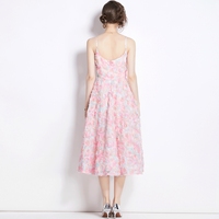 Nouvelle Robe Longue de Luxe d'Été avec Motifs de Roses Roses Élégante et Sexy à Épaules Dénudées avec Fermetures Éclair Lavable