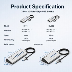<span class=keywords><strong>Hub</strong></span> USB 3.0 Type-C Multi-Ports Haute Vitesse 7-en-1 en Alliage d'Aluminium - Product Image 6