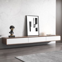 Meuble TV en bois massif du sol au plafond, style crème bois naturel, moderne et minimaliste, meuble TV de salon, table basse