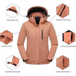 FOXA Women's 3 In 1 Ski <b>Jacket</b> <b>Waterproof</b> Windproof <b>Winter</b> Hooded Snow Coat For Hiking Snowboarding - Product Image 5
