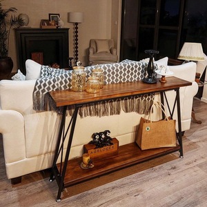 Mesa consola de madera maciza personalizable de fábrica con salidas integradas para sala de estar, dormitorio, muebles para el hogar, gabinete de consola de pared - Product Image 6