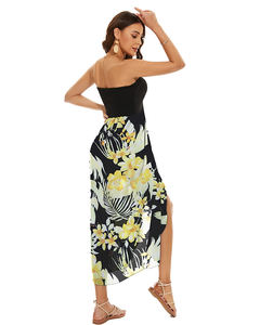 Nuevo diseño de moda, ropa de verano para mujer, vestido sin tirantes con abertura frontal, vestidos largos sexis - Product Image 3