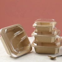 Contenants alimentaires carrés octogonaux en papier kraft jetables de haute qualité avec couvercle, recyclables et biodégradables pour l'emballage de riz et de plats chauds