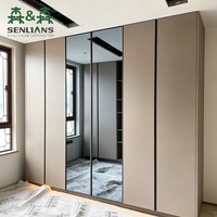 Armario de Dormitorio Moderno de Lujo, Minimalista, con Puerta de Vidrio, de Piso a Techo, con Luz LED, Organizador de Ropa