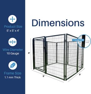 Untuk ALEKO kandang hewan peliharaan perjalanan portabel pena bermain anjing besi galvanis hitam dalam ruangan luar ruangan 5 'x 5' x 4 'kandang besar untuk - Product Image 6