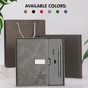 Carnet de notes personnalisé en cuir marron A5 avec couverture rigide, coffret cadeau avec stylo, fermeture magnétique, pour les affaires - Product Image 5
