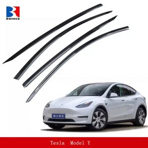 แผ่นบังลมสำหรับรถยนต์เทสล่า รุ่น Y สีดำ / คาร์บอนไฟเบอร์  แผ่นบังลมประตู ป้องกันฝน - Product Image 2