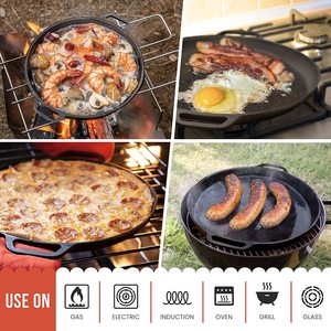 Piring barbekyu berkemah luar ruangan penjualan panas bahan logam besi cor wajan panggangan BBQ peralatan masak dapur reversibel - Product Image 5