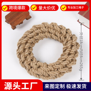 Collier en corde de chanvre durable pour chiens de taille moyenne à grande, jouet interactif pour animaux de compagnie, jouet à mâcher, diamètre extérieur 18 cm, 265 g, origine Zhejiang - Product Image 5
