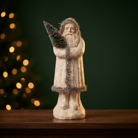 Großhandel Antike Cremefarbene Weihnachtsmann-Figuren, Silberne Glitzer-Rustikale Festliche Tischdekorationen