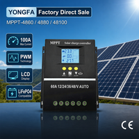 Contrôleur de charge solaire PWM 60/80/100A avec écran LCD pour système de panneaux solaires, certifié CE
