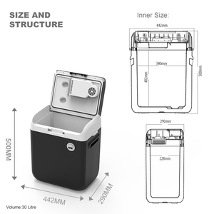 Glacière portable 30L, glacière électrique et chauffe-eau, réfrigérateur de camping pour voiture - Product Image 5