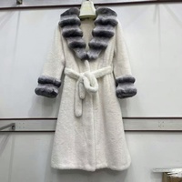 Manteau long en fourrure imitée de vison et de renard, à imprimé léopard de luxe, populaire, avec col en fourrure volumineux, amincissant la taille