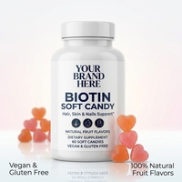 Gummies à la saveur de fruits à la biotine, produits de beauté, soins des cheveux et des ongles, complément alimentaire pour adultes, 60 unités, vente en gros OEM