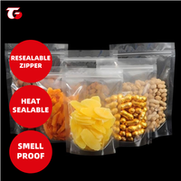 Sacs à fermeture éclair transparents givrés en stock, anti-odeur, de qualité alimentaire, pour bonbons, noix et snacks, pochettes verticales
