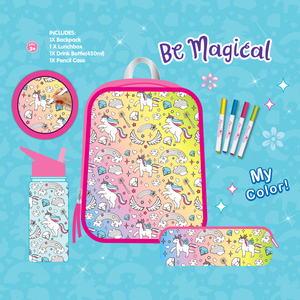 Hot Sale School Backpack <strong>Set</strong> With <strong>Lunch</strong> Bag and Pencil Bag and Water Bottle Colour Your Own Accessory <strong>Set</strong> - Product Image 6