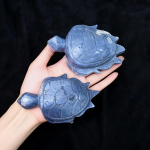 Vente en gros de statues de tortues en corail bleu sculptées dans le cristal de haute qualité pour la décoration de la maison - Product Image 3